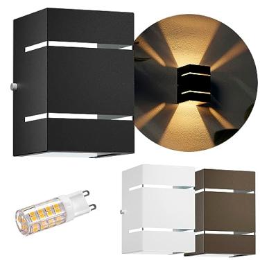 Imagem de Arandela Frisos E Facho Externa + Led G9 5w Mf115 (Preto, Branco Quente)