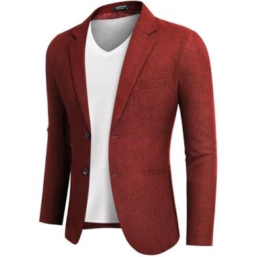 Imagem de COOFANDY Blazer masculino casual slim fit casaco esportivo leve dois botões, Vermelho,...