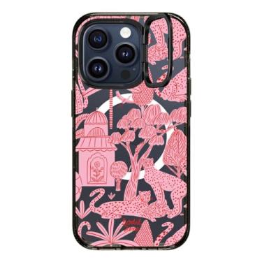 Imagem de CASETiFY Capa com suporte de anel de impacto para iPhone 15 Pro [testado em grau militar 3X / Proteção contra quedas de 2 m/compatível com Magsafe] - Animal - Cheetah Paradise Pink - Preto transparente