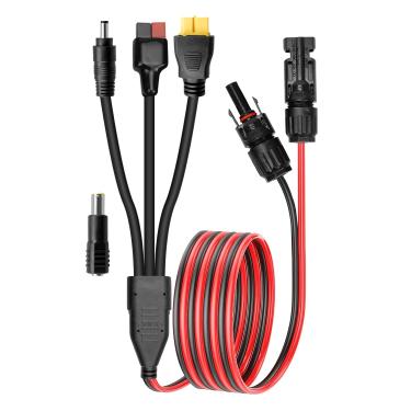 Imagem de ULZOZN Cabo adaptador solar 4 em 1 adequado para conector, painel solar para gerador solar de estação de energia portátil, 3 m de comprimento, kit adaptador de painel solar