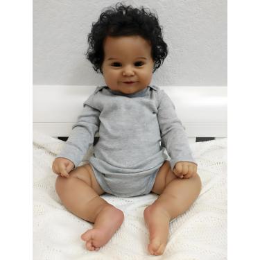 Imagem de SHENGX Bebe Reborn Realista,48cm/19" Silicone Realista Bebe,Pesa cerca de 2,4 libras,Reborn Realista Recem Nascido,Vem com roupas de boneca, mamadeiras, chupetas, etc.,Menina_Silicone