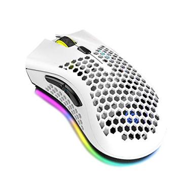 Imagem de Mouse sem fio recarregável BM600 2.4G+BT5.0 Dual-mode Mouse leve RGB Efeito de luz respirável 4 engrenagens DPI ajustável Branco