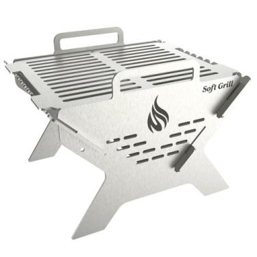Imagem de Churrasqueira Maleta Portátil Camping Inox Carvão Soft Grill