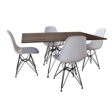Imagem de Conjunto de Mesa Eames Eiffel de Ferro Preto Tampo Amêndoa 120x75 4 Ca