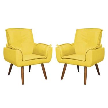 Imagem de Kit 02 Poltronas Decorativa Emília Plus Suede Várias Cores - Ds Estofa
