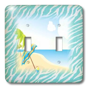 Imagem de 3dRose Lsp_112471_2 Cena de praia no Aqua Zebra Light Switch Cover