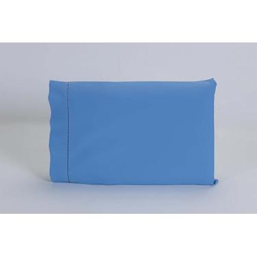 Imagem de Kit 12 Fronhas 70x50cm Percal 100% Algodão 180 Fios Ponto Palito Azul 