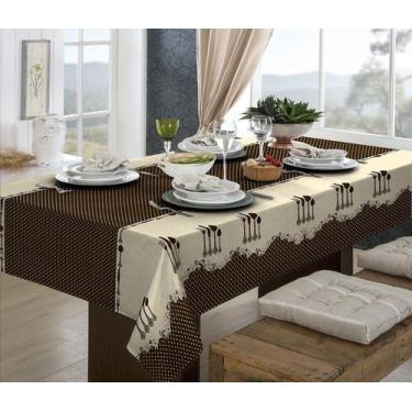 Imagem de Toalha de Mesa Retangular 2,20m X 1,40m Estampada Garfo - MTR ENXOVAIS