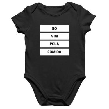 Imagem de Body Bebê Algodão Só vim pela comida - Foca na Moda, Preto, P