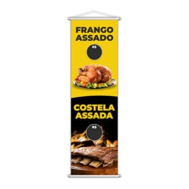Imagem de Banner Frango Assado e Costela Assada Restaurante 100x30cm - PlimShop