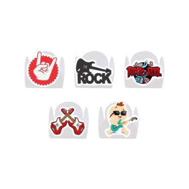 Imagem de 100 Forminha para Doce modelo petala personalizada com Aplique - Rock 