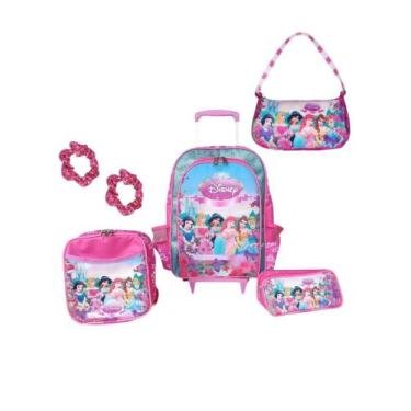 Imagem de Kit mochila de rodinhas infantil escolar com bolsinha baguete skye pat