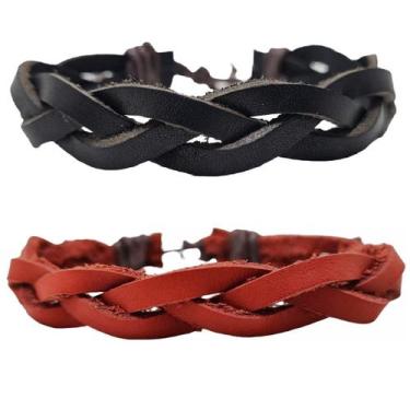 Imagem de Kit 2 Pulseira Bracelete Masculina Trançado Ajustável Casual - PENDULA