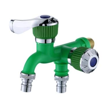 Imagem de FLCPJGV de água para máquina de lavar roupa, montada na parede, bico duplo, pia, saída dupla para jardim e casa, Verde