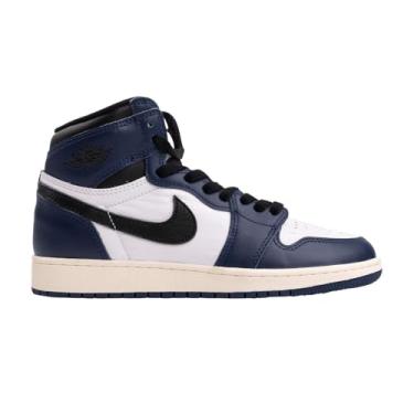 Imagem de Nike tênis air jordan 1 high og big kids (fd1437-401, azul marinho/branco/vela/preto) tamanho 5