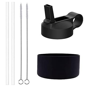 Imagem de The Mass Tampa e bota de canudo para garrafas de água isoladas Hydro Flask de boca larga e outras marcas (preto, ajuste de boca larga 81 ml)