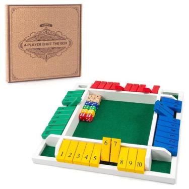 Imagem de Shut The Box Game AMEROUS, placa de madeira de 30 cm, caixa de present