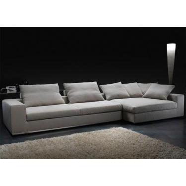 Imagem de Sofá de 4 Lugares com Chaise, Revestimento Sarja Bege - ESP003 - SOFÁ 