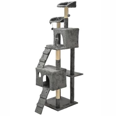 Imagem de Arranhador de gato grande, luxuoso, multifuncional com casas, camas, poleiros, escadas e brinquedos