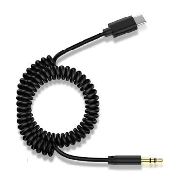 Imagem de Cabo auxiliar de carro para Samsung Galaxy A16 5G A36 S25 Ultra S25 Edge A56 A26 S25 FE A35 A55 S24 S23, 1,8 m enrolado USB C para adaptador de áudio de 3,5 mm Aux para USB C, cabo de fone de ouvido