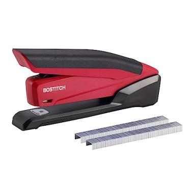 Imagem de Bostitch Office Grampeador Executive 3 em 1, inclui 210 grampos e removedor de grampos integrado, grampeador de um dedo, sem esforço, capacidade para 20 folhas, grampeador alimentado por mola, vermelho
