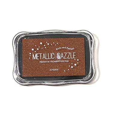 Imagem de Almofadas de tinta metálica para carimbos de borracha, almofada de tinta de carimbo lavável, almofadas de tinta para estampagem, carimbos de tinta artesanais em relevo, cor faça você mesmo para fazer cartões de casamento, scrapbook, papel de madeira, cobre