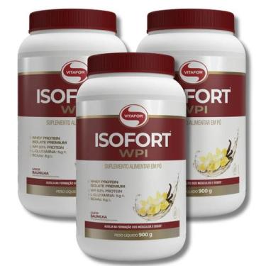 Imagem de KIT 3 Isofort WPI Baunilha Whey Isolado 900g Vitafor