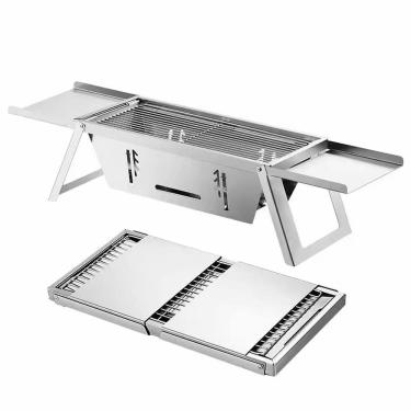 Imagem de Churrasqueira Portátil Desmontável a Carvão em Aço Inox Escovado 72x17,5cm  Flex Grill...