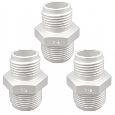 Imagem de YSIL 3 peças de PVC para adaptador de mangueira de jardim macho 2.5 cm NPT x 3/10.2 cm GHT adaptador de mangueira de bomba de depósito para piscinas encanamento