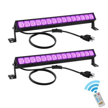 Imagem de uwiner Barra De Luz Led Preta 48 W Com Controle Remoto E Interruptor, Plugue Para Barras Negra, Cabo 1,6 M, Festa Luzes, Halloween, Quarto, Pôster Fluorescente, 2 Pacotes