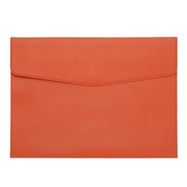 Imagem de PATIKIL Pasta de arquivo A4 de couro PU, organizador de documentos, pasta de envelope com fecho de pressão para recibo de carta estilo 2, laranja