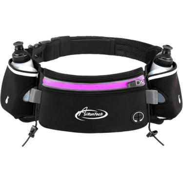 Imagem de AiRunTech Cinto de corrida de hidratação com garrafa de água, pochete de corrida para celular e suporte de carteira, bolsa de corrida, acessórios essenciais para maratona, triatlo, caminhada, corrida