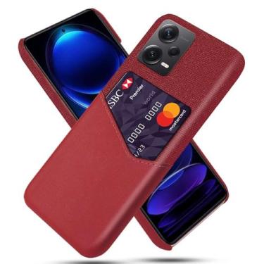 Imagem de Capa para Xiaomi Redmi Note 12 PRO,Tela e tampa de couro PU,Antideslizante,360°cobertura completa à prova de choque com 1 slot de cartão atrás,Prevenção de queda-Red