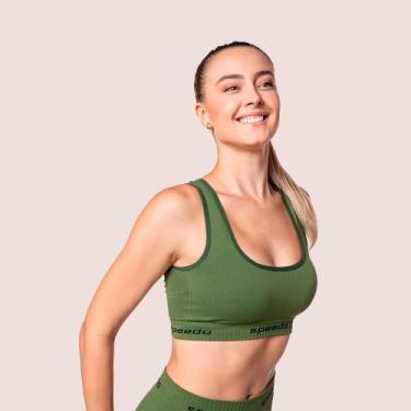 Imagem de Top Feminino Speedo Canelado Ideal Para Exercícios, Verde, Oliva, M