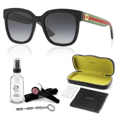 Imagem de Gucci Óculos De Sol De Grife Gg0034Sn: Óculos De Armação Quadrada Elegante Para Mulheres Com Kit Eshades Premium - Epítome De Luxo E Estilo