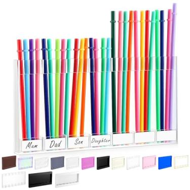 Imagem de Qinyoung Suporte de canudo acrílico para porta de armário com fita adesiva dupla face organizador de canudo reutilizável armazenamento de copo acessórios de cozinha recipiente para armário de balcão