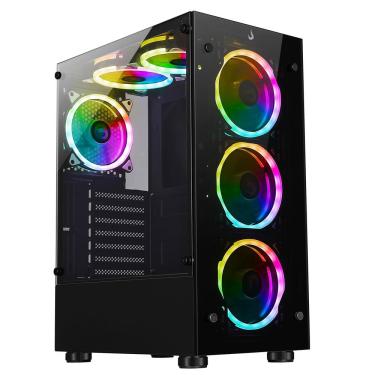 Imagem de Gabinete Gamer Rise Mode Glass 06X Mid Tower Vidro Temperado USB 3.0 C/ 6x Fans ARGB - Preto