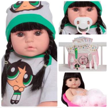 Imagem de Boneca Reborn Morena Princesa 46cm Docinho Com Kit Itens - Cegonha Reb