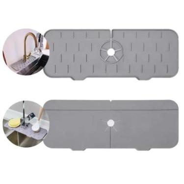 Imagem de Tapete escorredor para torneira cinza silicone antirespingo 36cm cozin