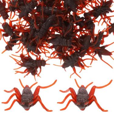 Imagem de SAFIGLE 50 Peças de Acessórios de Plástico Falsos para Críquete, Brinquedos de Simulação de Insetos, Cor Café, 1,77 X 1,57 X 0,23 Polegadas, para Uso Em Festas