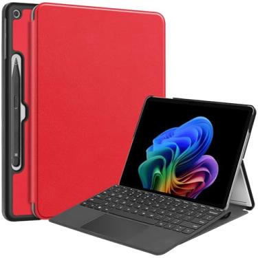 Imagem de DWaybox Capa para Microsoft Surface Pro 12 12 polegadas modelo 2025, capa protetora fina e leve com suporte, compatível com teclado Surface Pro 12 (apenas capa) - vermelha