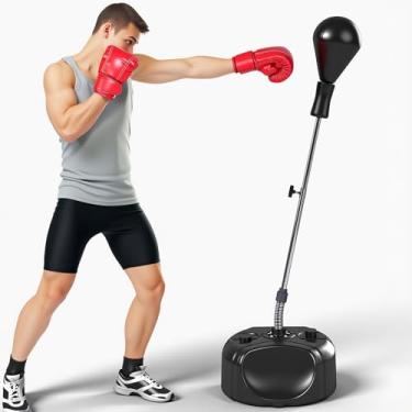 Imagem de Saco de pancadas com suporte, bolsa de boxe para adolescentes e adultos - melhora a velocidade, reflexos e resistência - altura ajustável para treinamento, equipamento de boxe, alívio de estresse e