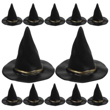 Imagem de Ipetboom Mini Witches Hat - 12pcs Small Witch Hats Premium Halloween Felt Miniature Witch Caps Decorative Doll House Tiny Props for Halloween Party Birthday Celebrations, Black