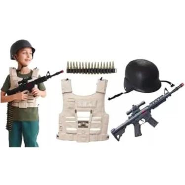 Imagem de KIT POLICIAL Swat COM RIFLE, COLETE E CAPACETE - BRINQUEDO INFANTIL - FAZ DE CONTA - ESTIMULA A CRIATIVIDADE - Munições de Brinquedo, Acessórios INMETRO