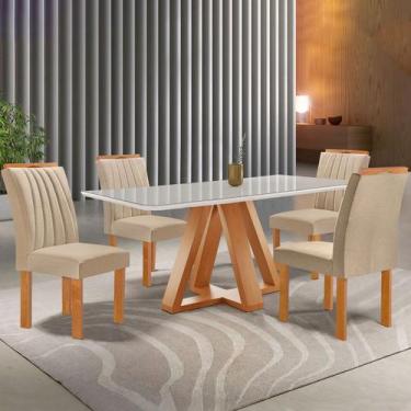 Imagem de Mesa de Jantar 4 Lugares Kyra/Arizona com Vidro Cinamomo/Off White/Sue