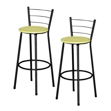 Imagem de Jogo 2 Banqueta Alta Ratan Preta Retro - Lamar Design, Amarelo