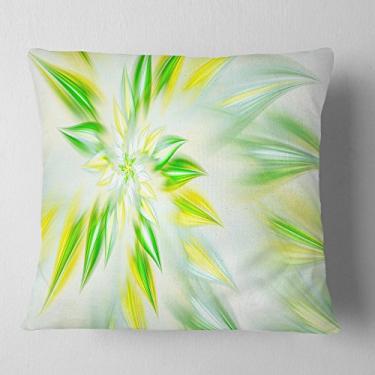 Imagem de Designart – Manta abstrata de flor fractal verde claro para sala de estar, sofá, almofada + capa de almofada impressa em ambos os lados 40,64 cm x 40,64 cm