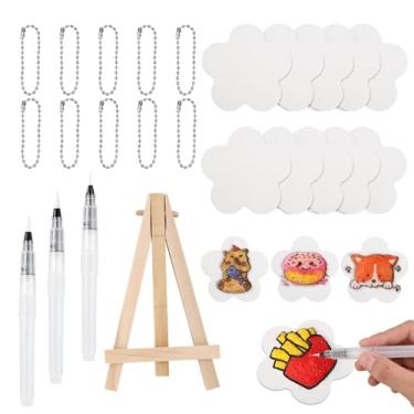 Imagem de 24 Peças Kit de Pintura com Textura Espuma Mágica, Tinta 3D Fofa com Esponja Lona Correntes Contas Canetas Água Mini Cavalete para Artesanato Infantil e Projetos DIY (Em Forma de Flor)