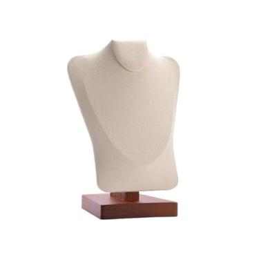 Imagem de Expositor de joias para vender joias colar suporte de exibição de janela de balcão adereços de joias modelo de madeira suporte de exibição de pescoço suporte organizador de joias (branco)