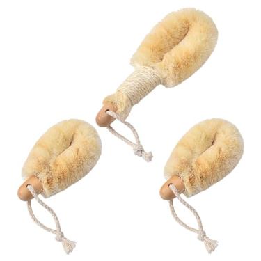 Imagem de UPTALY 3 escovas de sisal natural (23 cm + 15 cm), escova de esfregar, cabo de corda de madeira e juta, esfregão de pratos para garrafa, copo, panela, pote, copo, pia, utensílios de limpeza de cozinha